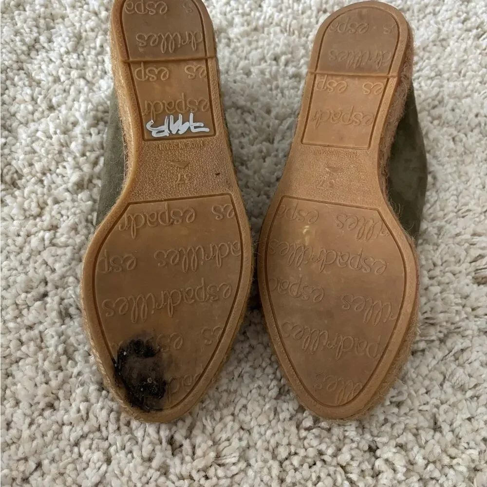 Eric Michael Serena Olive Green Suede Platform Espadrille Women’s Size 37